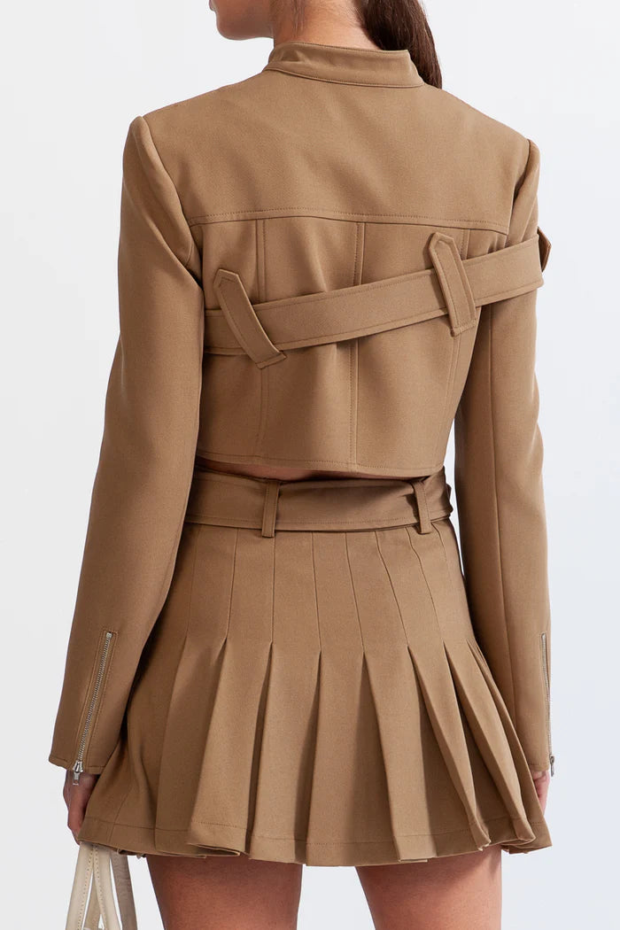 Military Co-ord with Skirt and Blazer - Caramel