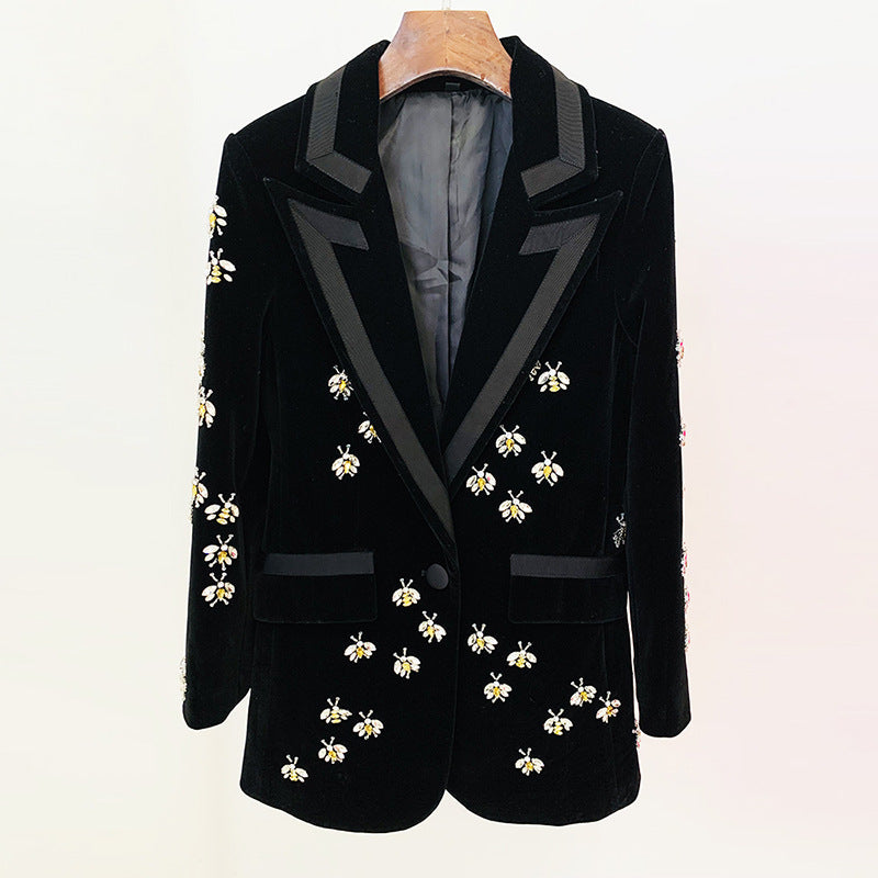 Diamond Beaded Velvet Suit Jacket