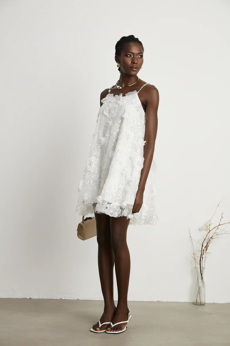 Mini robe florale ornée de cristal suzette en cristal