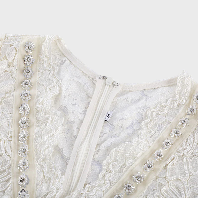 Kalena embellished lace midi dress