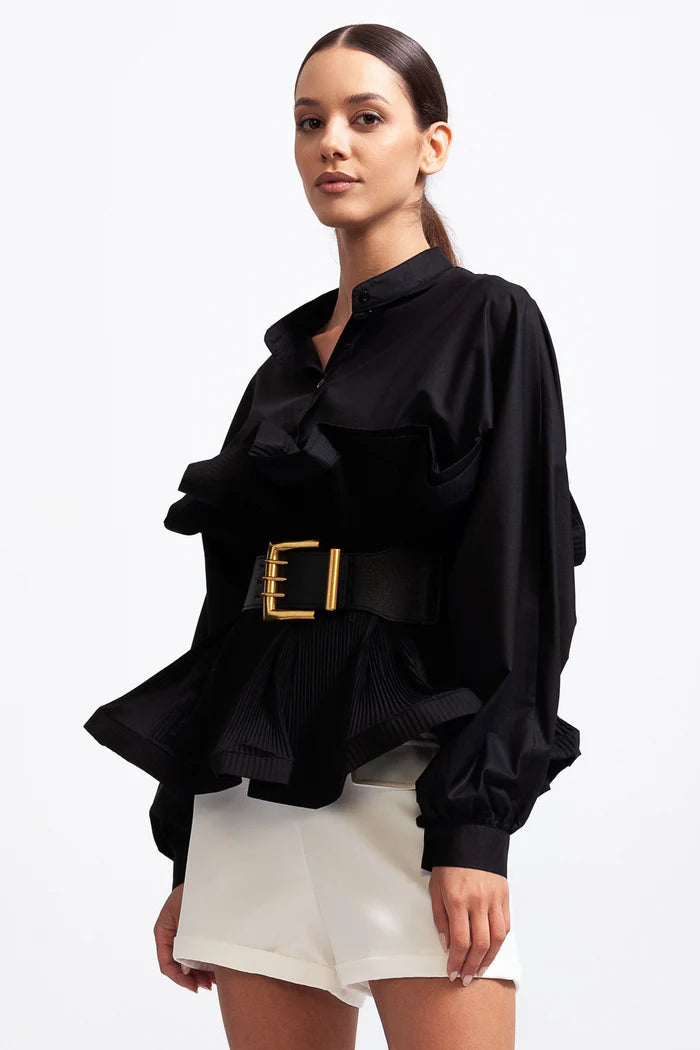 Ruffle Shirt with Massive Belt