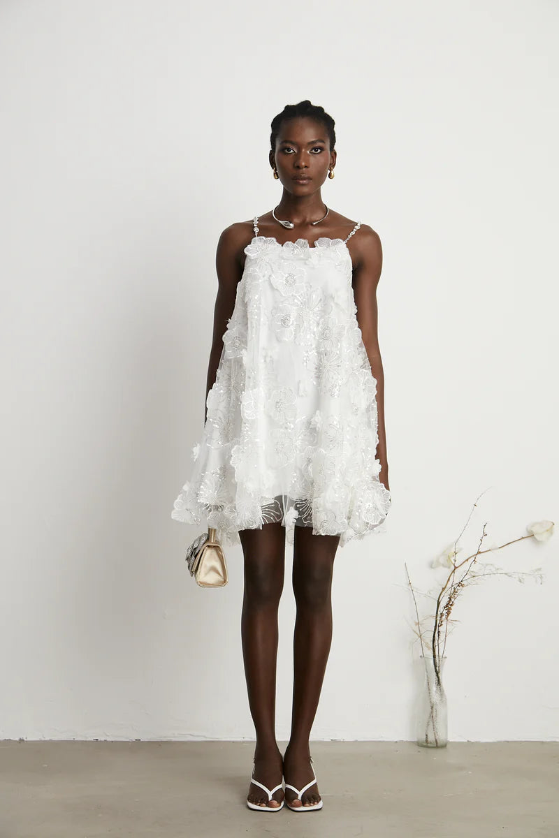 Mini robe florale ornée de cristal suzette en cristal