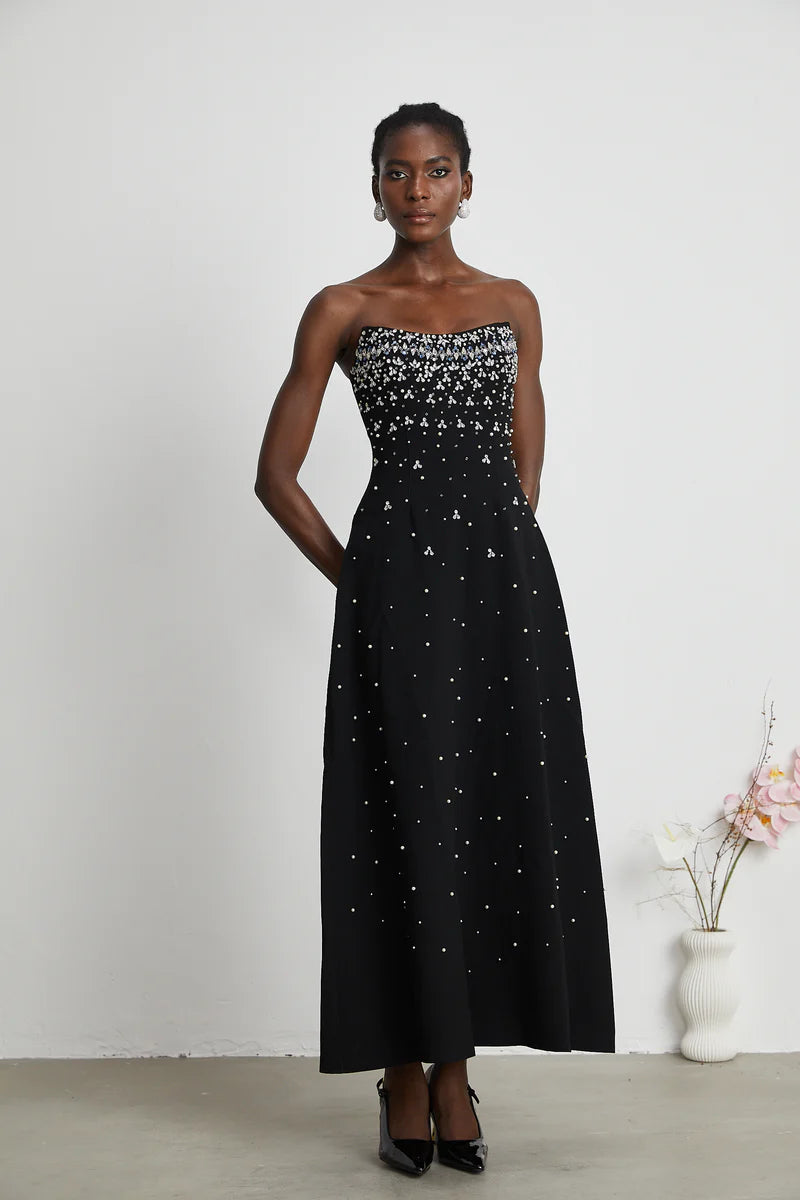 Melisande black embellished maxi dress