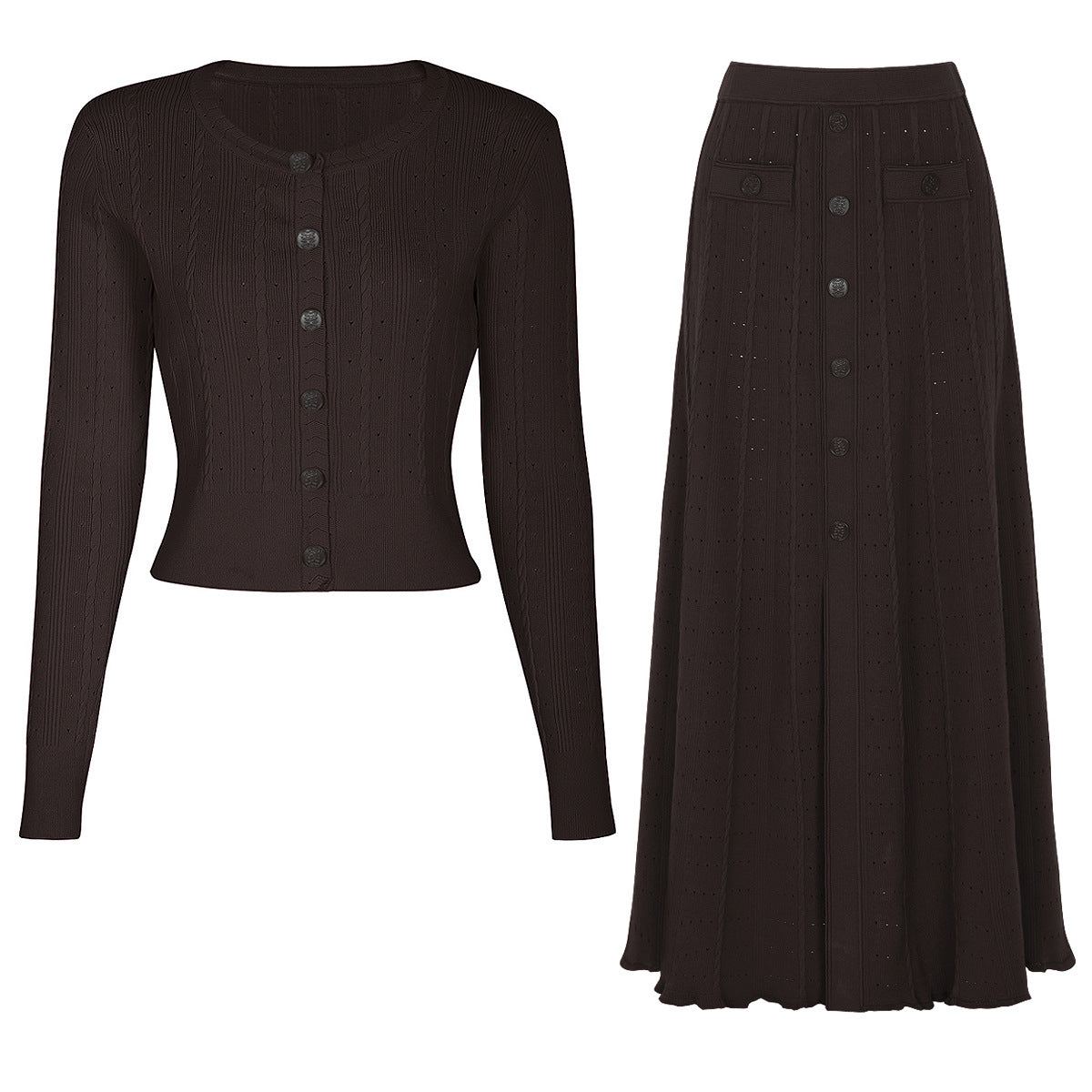 Fall New Fashion Popular Knitted Women's Top Jacket + Skirt Suit