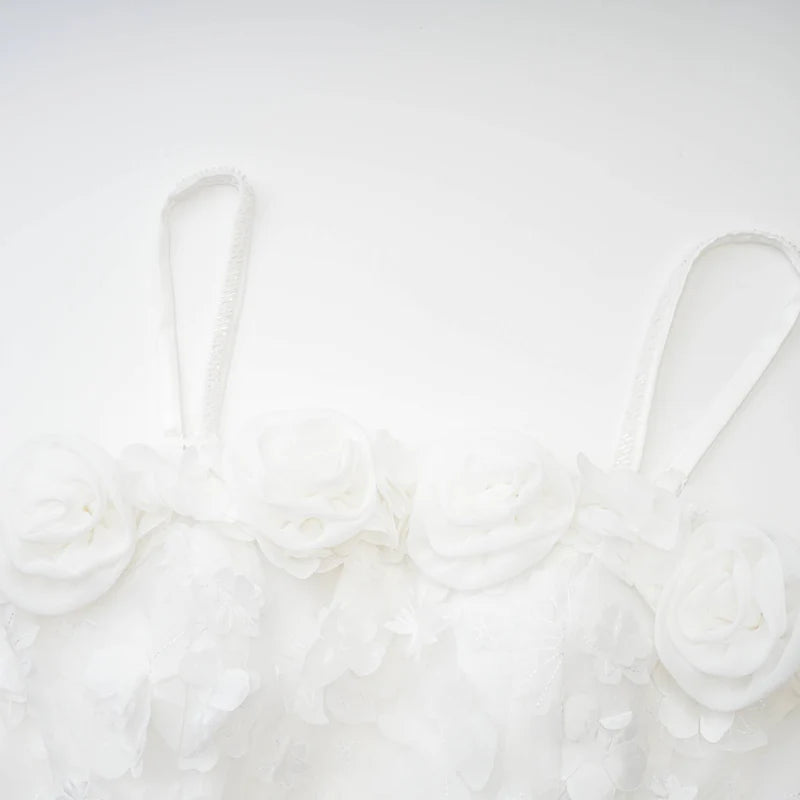 APOLLINE WHITE FAUX-FLOWER MINI Robe