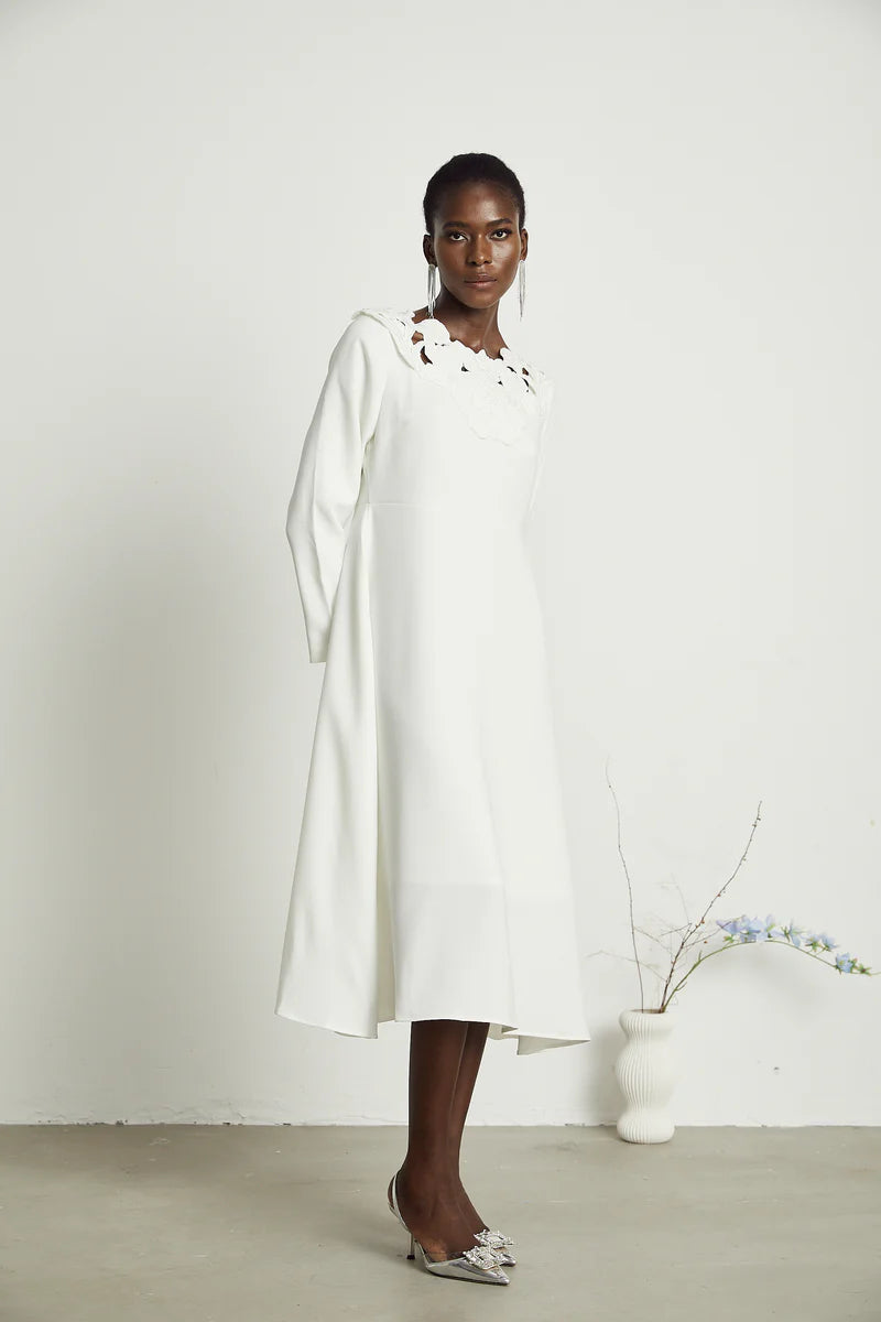 Coline floral embroidered cut-out midi dress