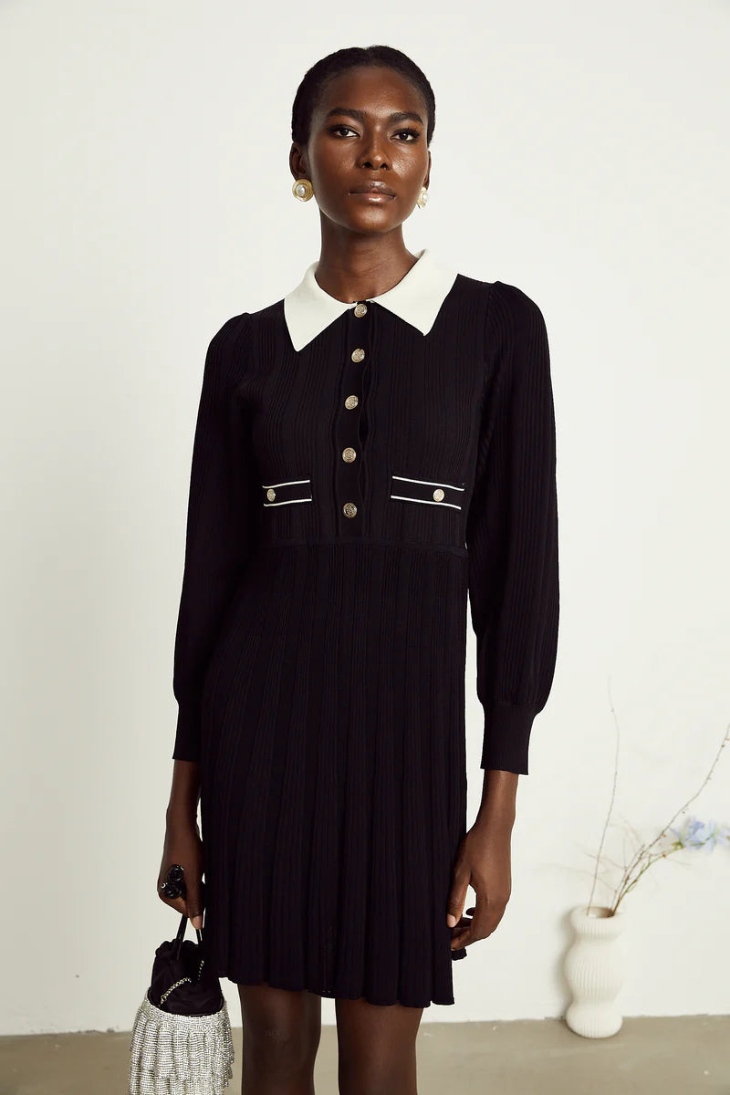 Mini robe noire à tarif nerveux Rosalie Black