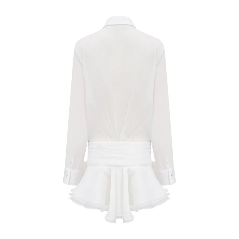 Robe mini-chemise à volants à volants Renée White