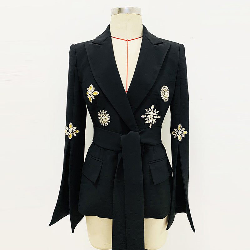 Beaded Diamond Belt Blazer