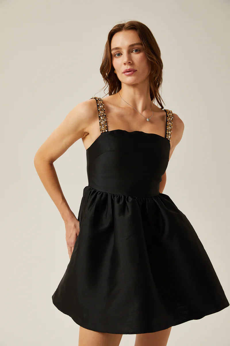 Mini robe moelleuse à plissage plissée en cristal