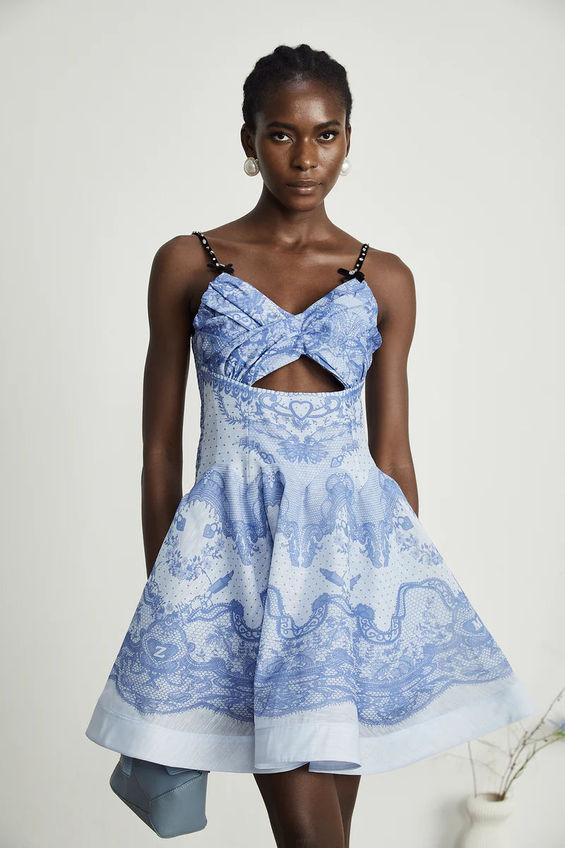 LANA Graphic-Impriment évasé Mini robe