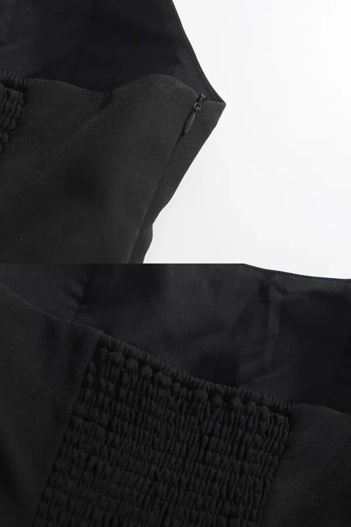 Strapless Maxi Dress With Asymmetric Draped Skirt - Black
