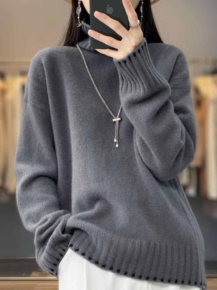 Turtleneck thickened knitted pullover