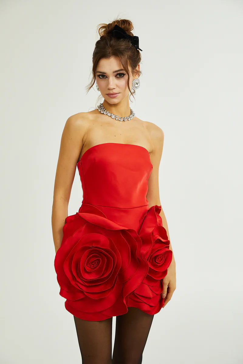 Adelita flower-appliqué off-shoulder dress