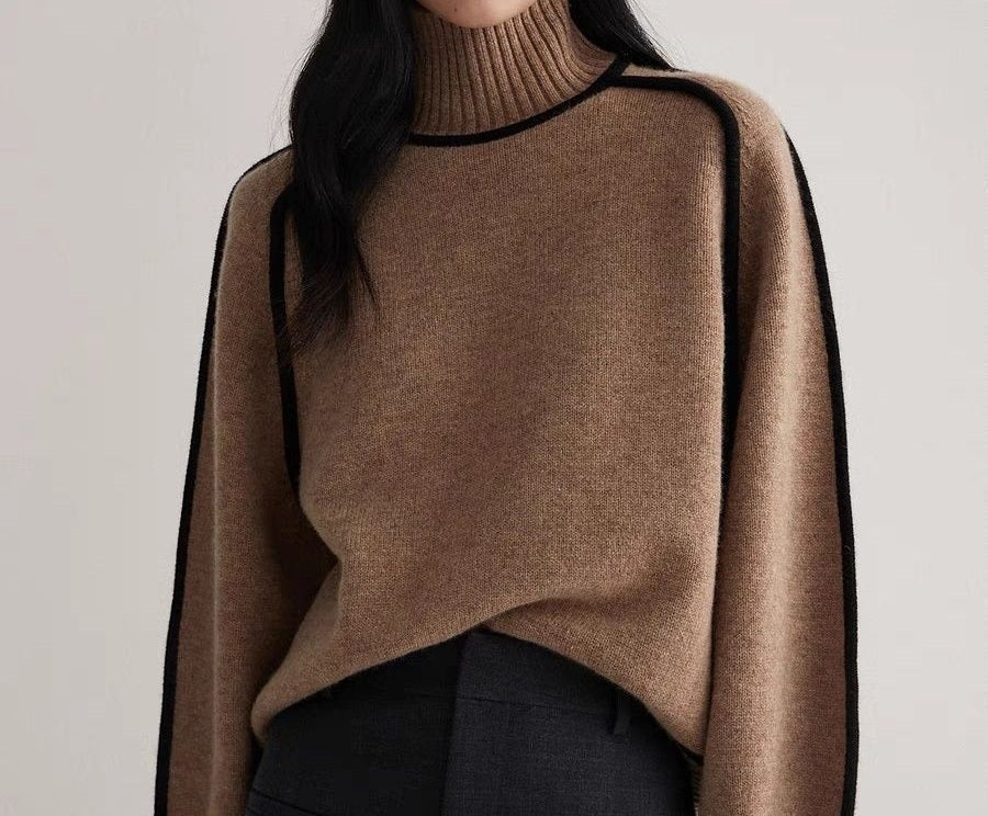 Winter stripes slimming loose pullover