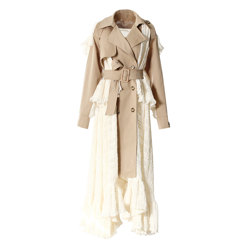 Lace Stitching High-end Waist Jacket dress