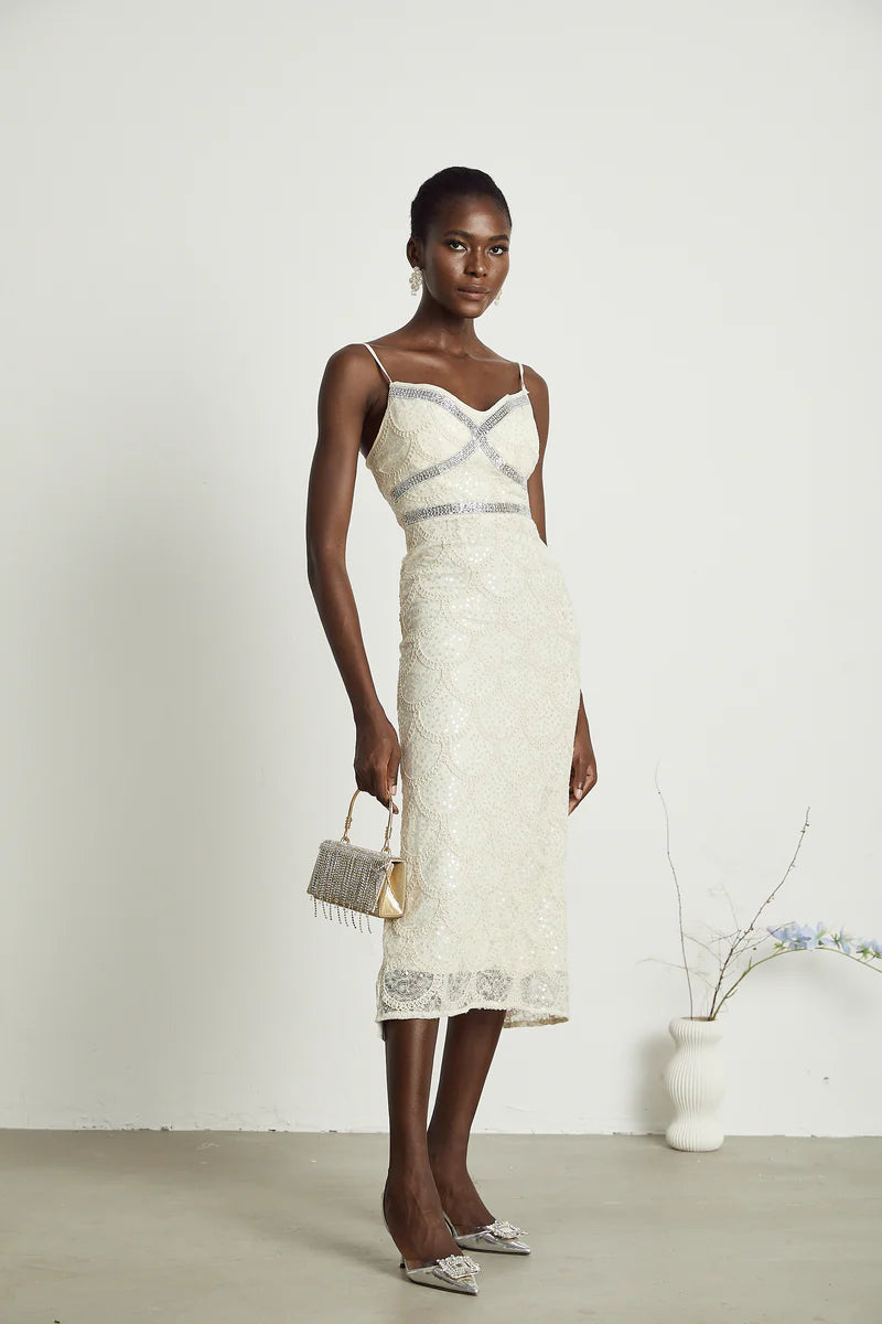 Robe midi embelli nalini