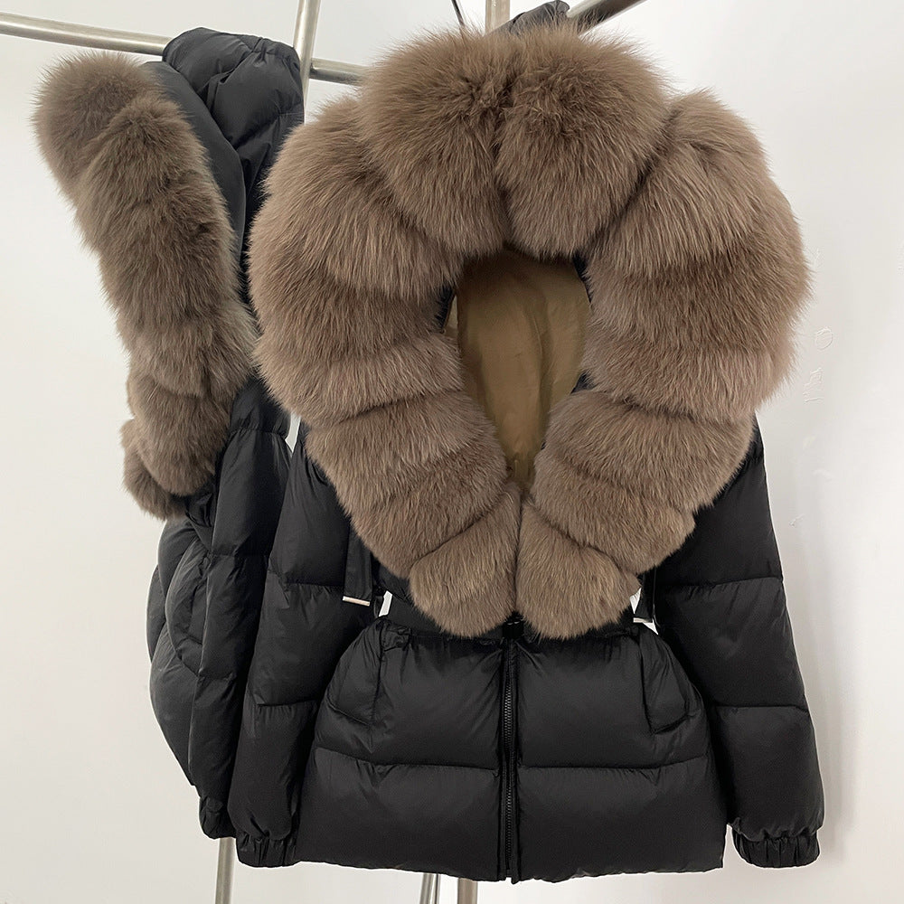 Fur collar hooded  duck down jacket