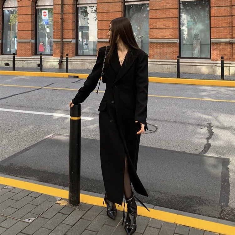 Wool single-sided tweed hourglass coat