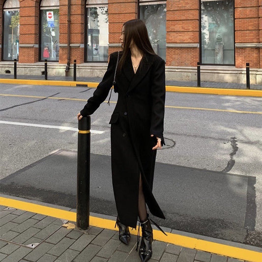 Wool single-sided tweed hourglass coat