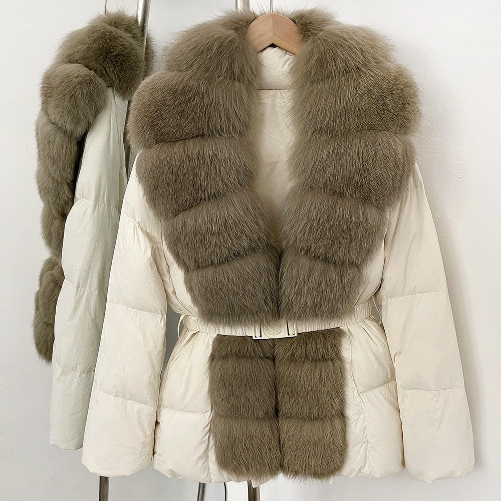 Fur collar slimming down jacket