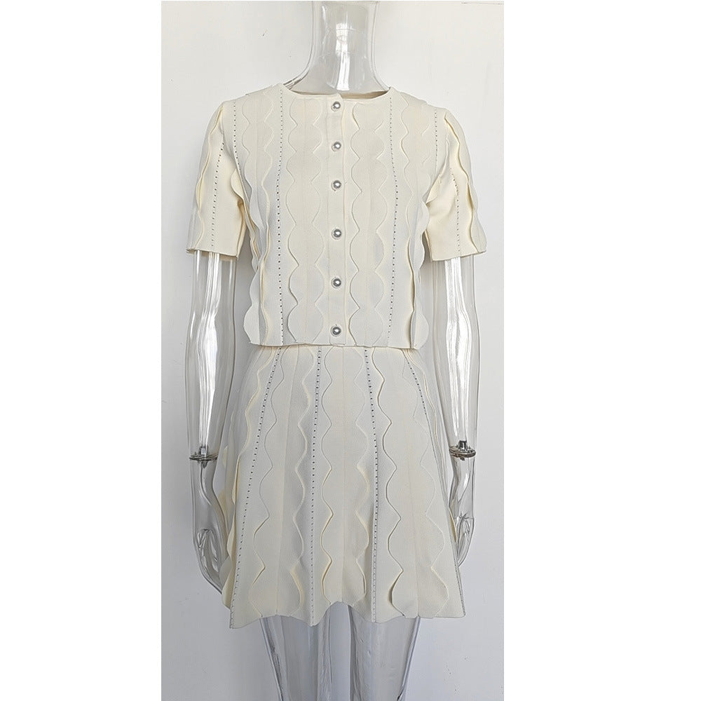 Stereo Decorative Short-Sleeved Two-Piece Skirt