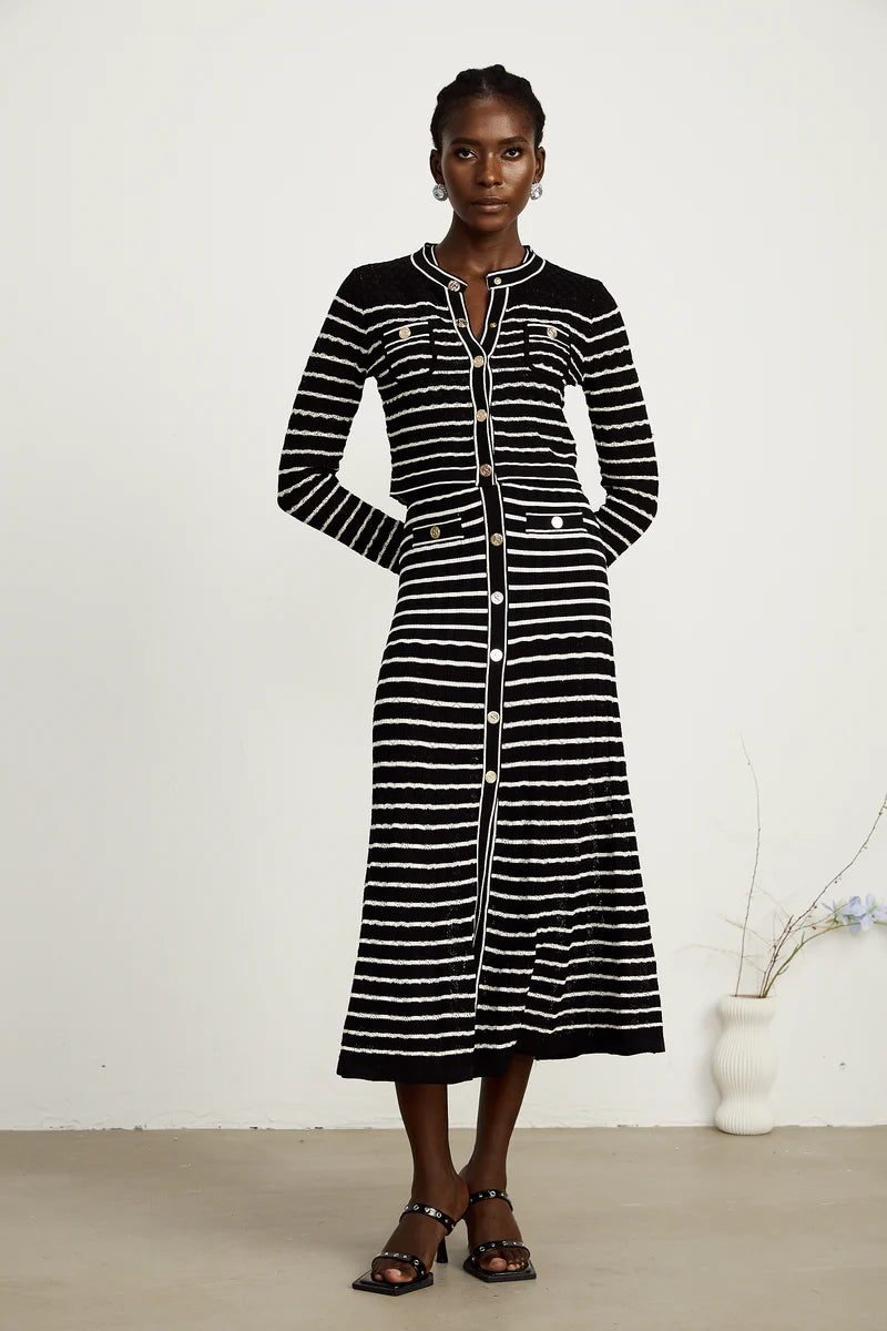 Charlotte Striped Triped Cardigan & Dress Matching Ensemble