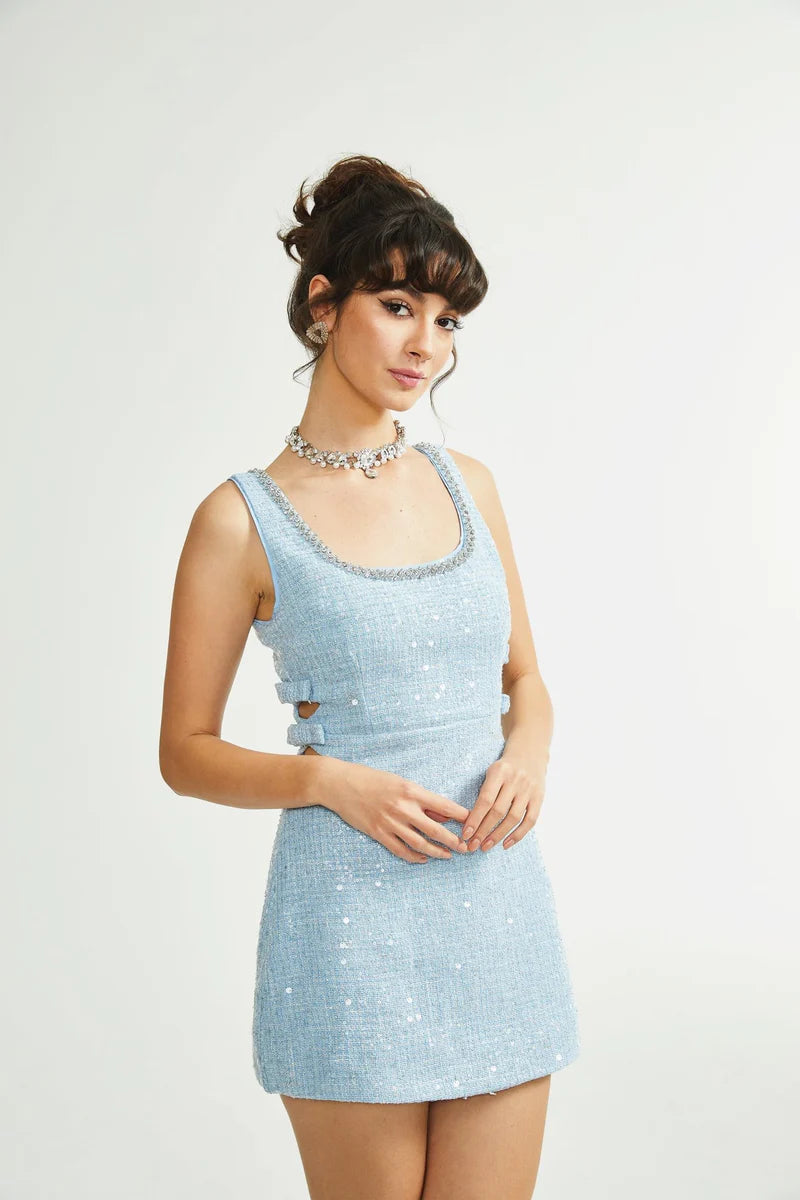 Minon à paillettes de manon bleu tweed