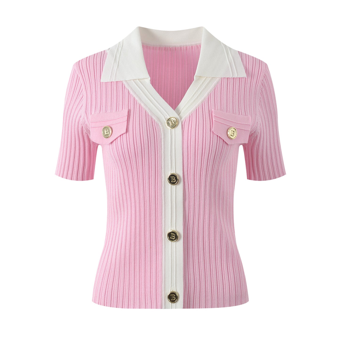 pollo collar single-breasted thin knitted shirt