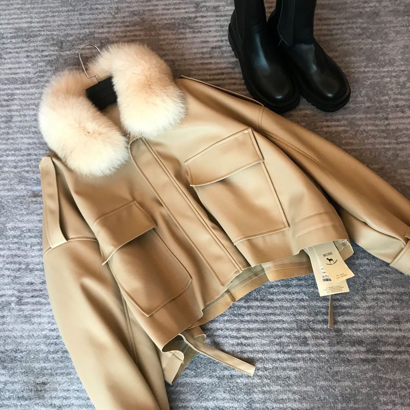 Rabbit fur collar jacket