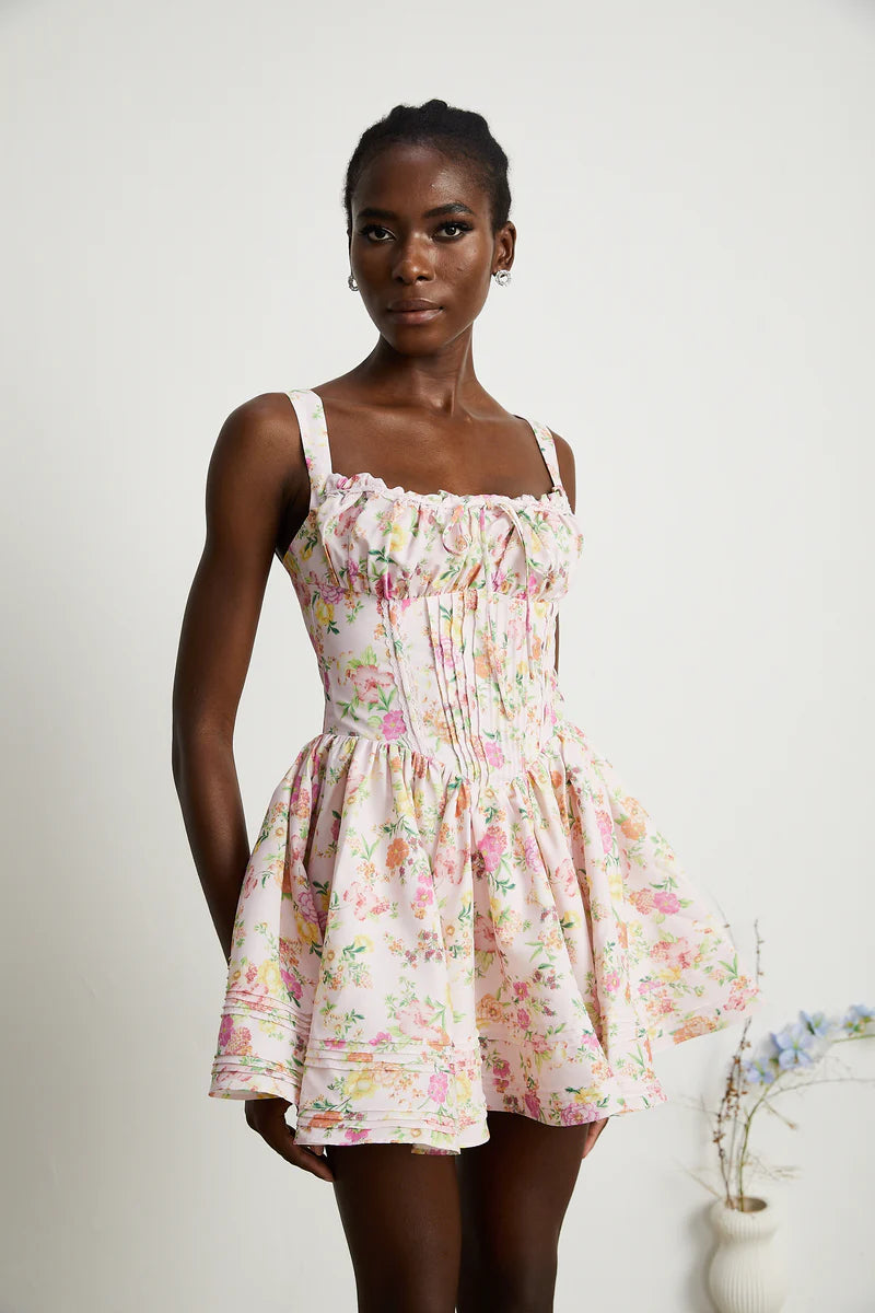 Kara Mini robe en coton à imprimé floral
