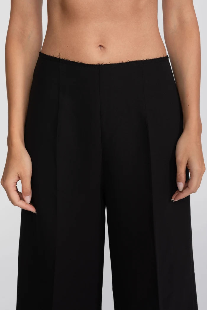 Ruched Wrap Top With Contrasting Cape And Trouser Ensemble - Black