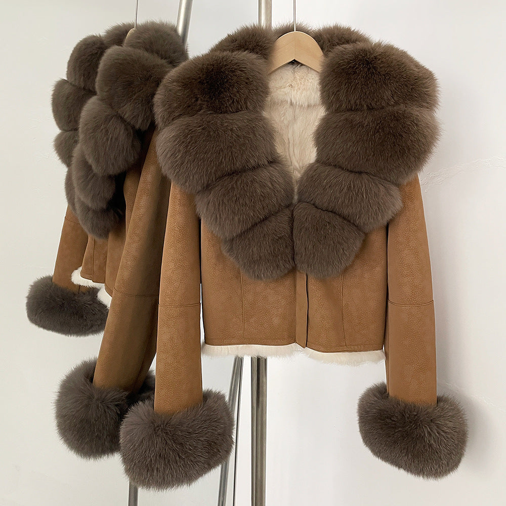 suede fur coat women's fashion slimming jacket