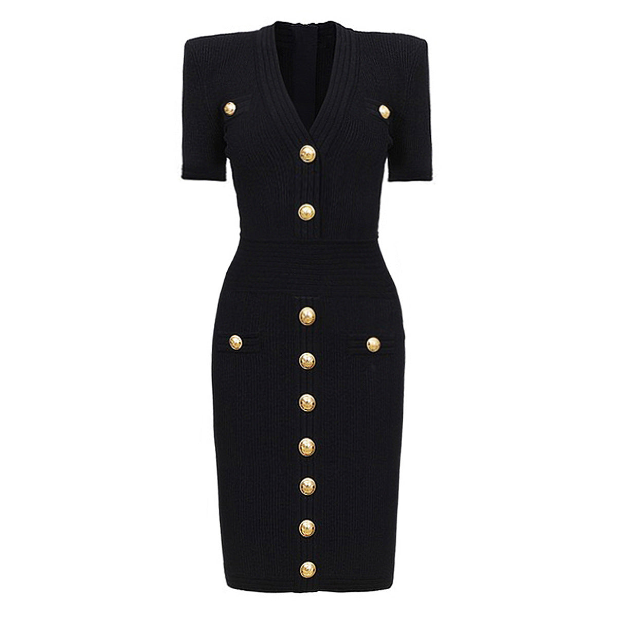 V-Neck  Slim Short Sleeve Dress