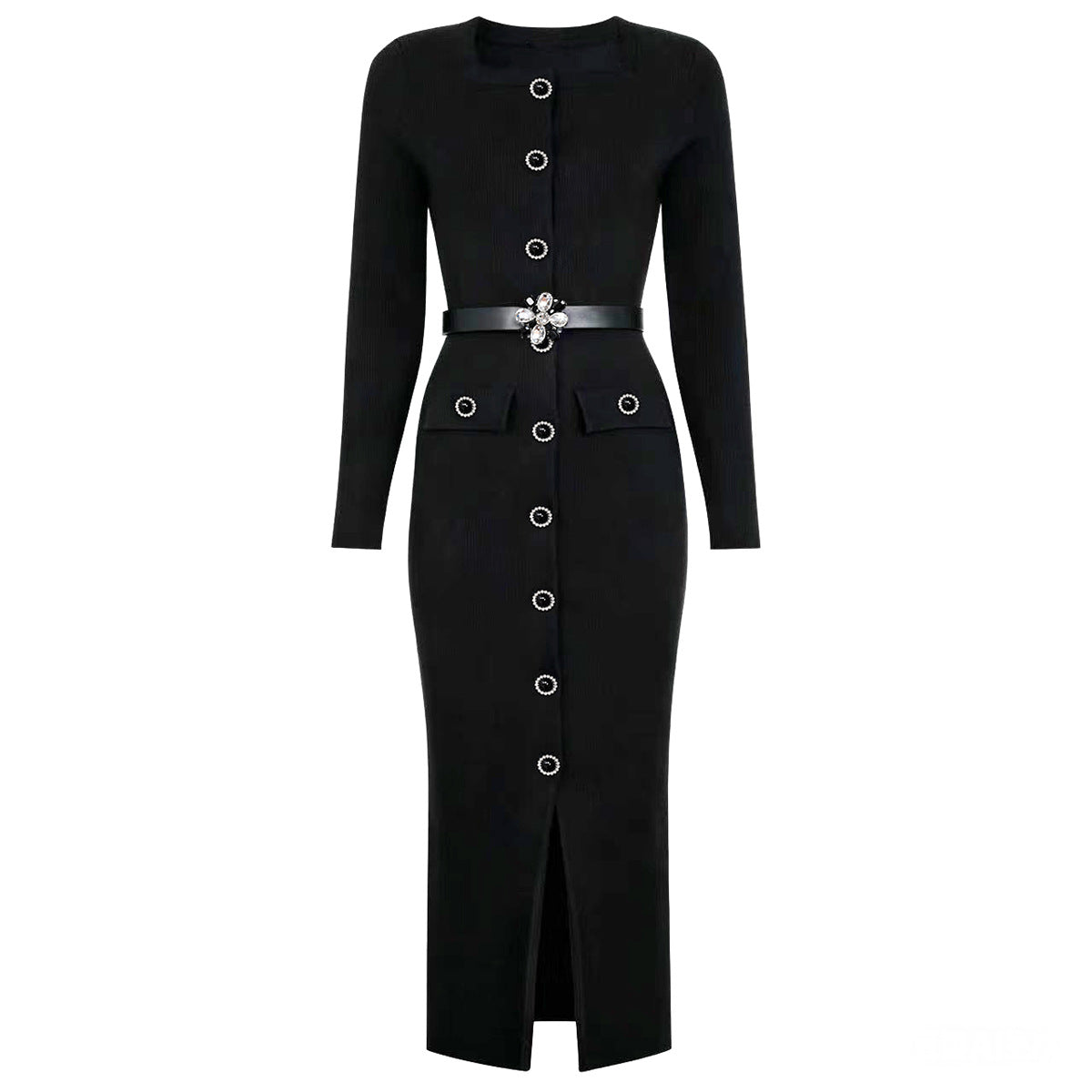 Square Collar Belt Slimming dress