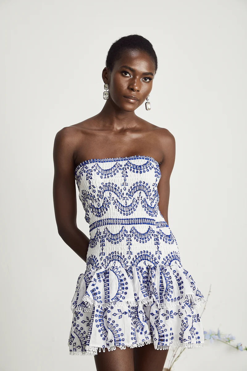 Georgiana Broderie-Anglaise mini-robe à épaules dénudées