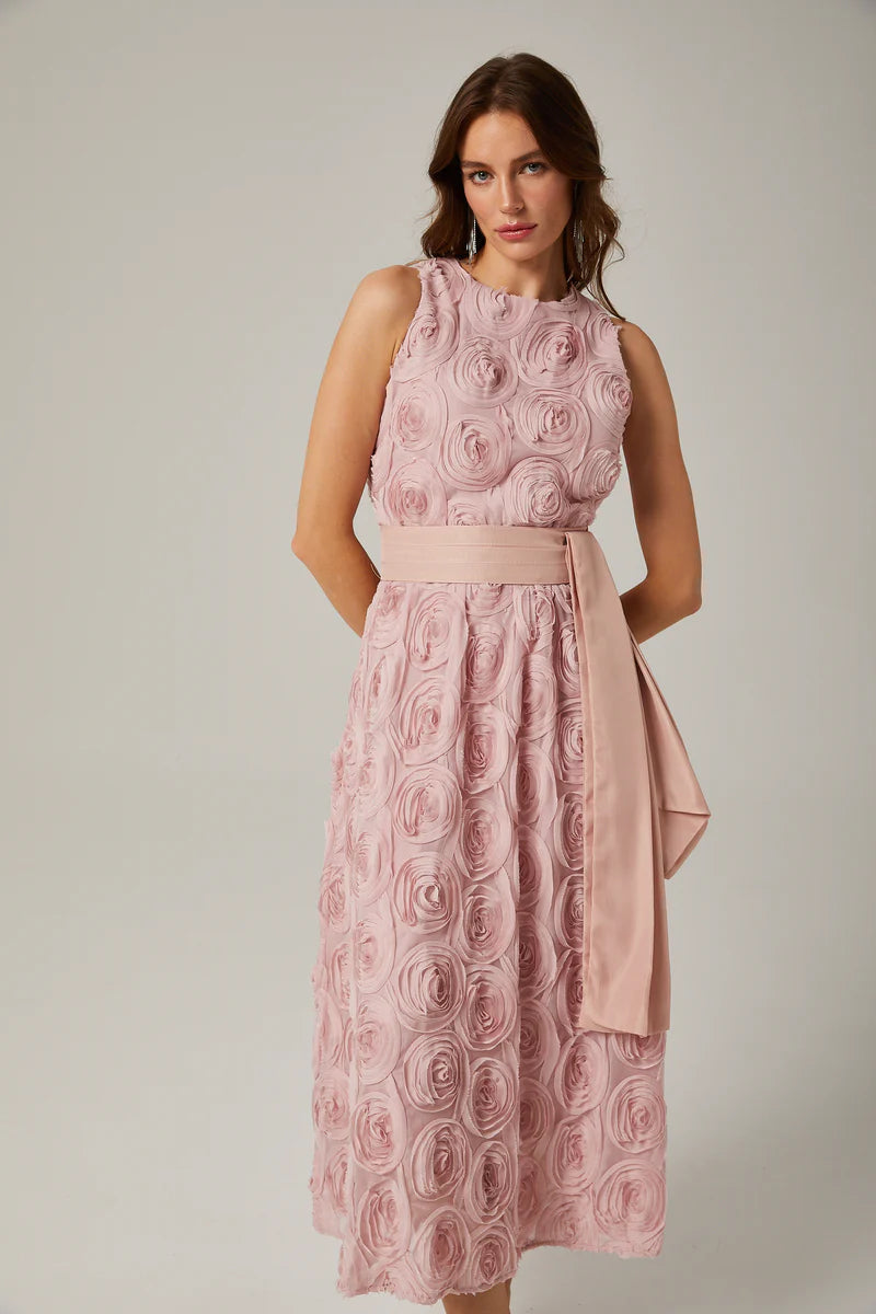 Paulette pink floral tie-waist midi dress