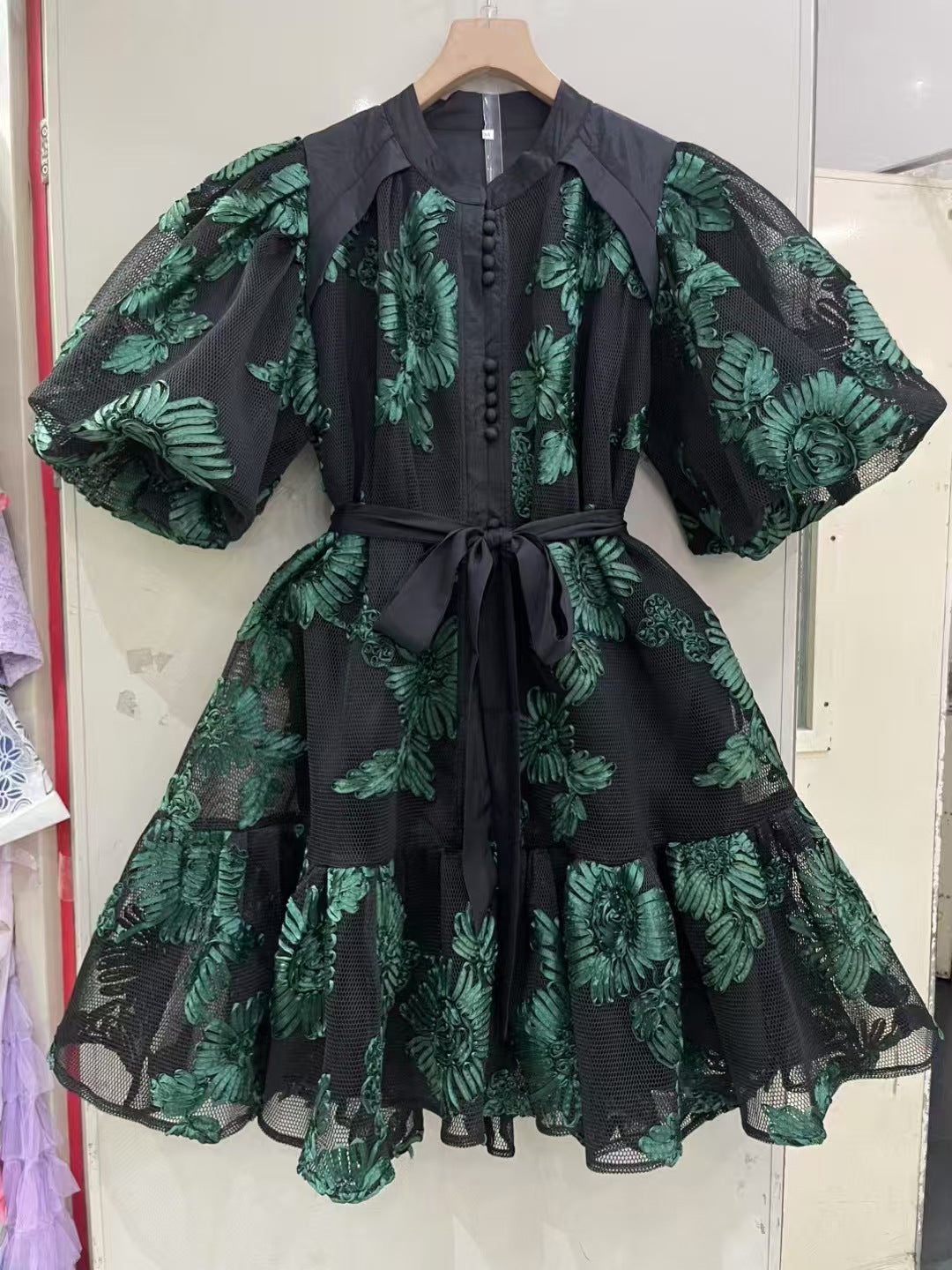 Flower Loose Skirt Dress With Belt Cross Border