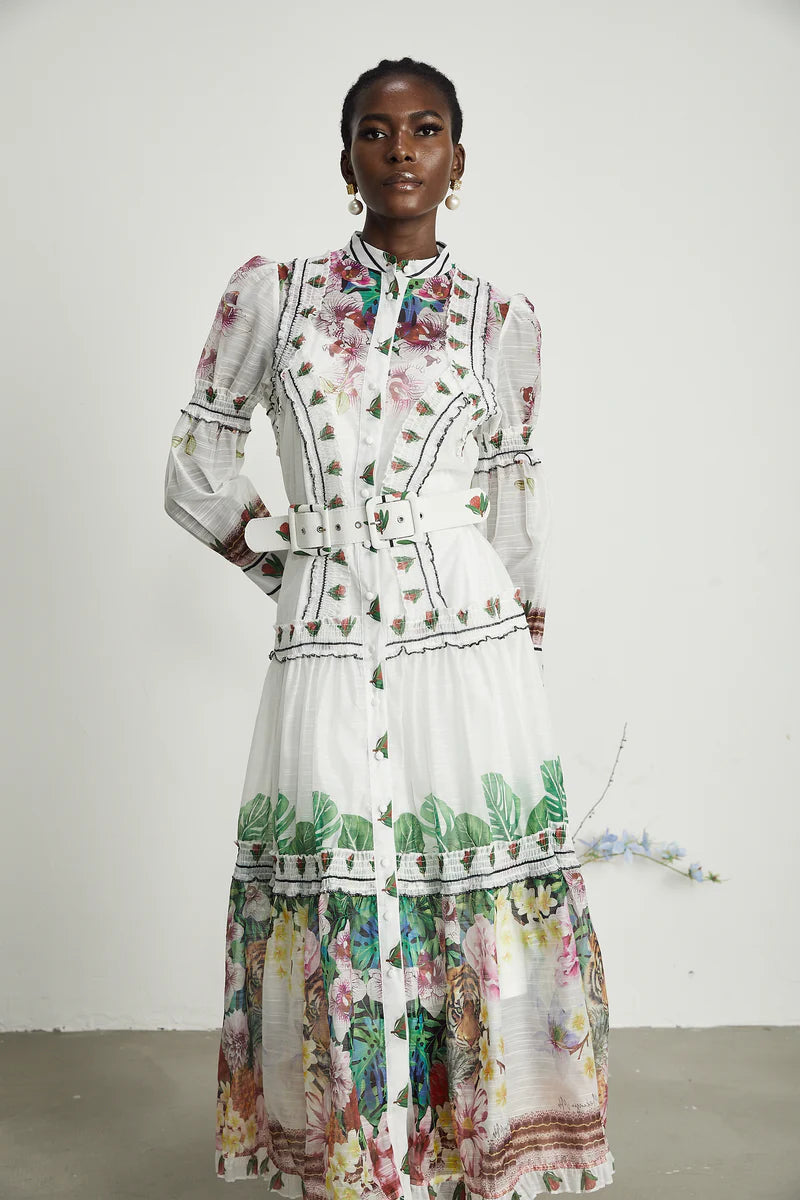 Gabi ruffled floral-print midi dress