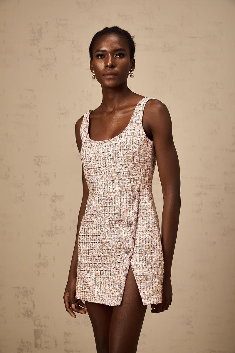 Aoife Pink Embellifhed Tweed mini robe