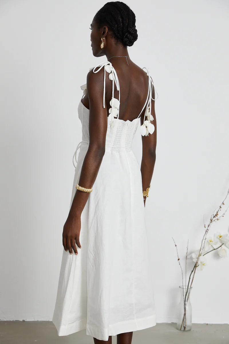 Hélène white corset midi dress