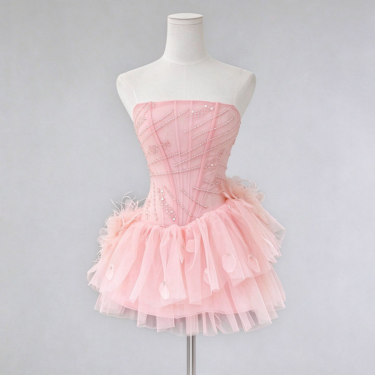 Feather Puff Mini Dress