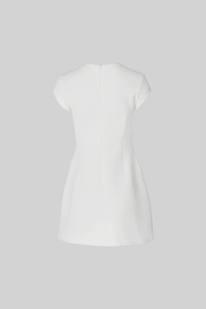 HOURGLASS MINI DRESS WITH SHORT SLEEVES - WHITE