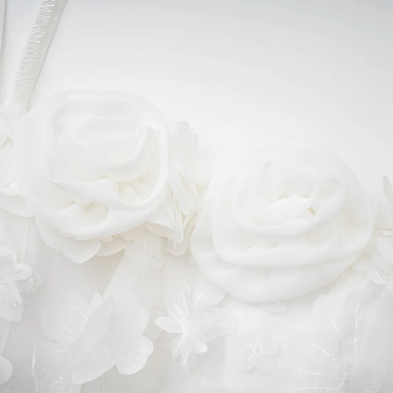 APOLLINE WHITE FAUX-FLOWER MINI Robe