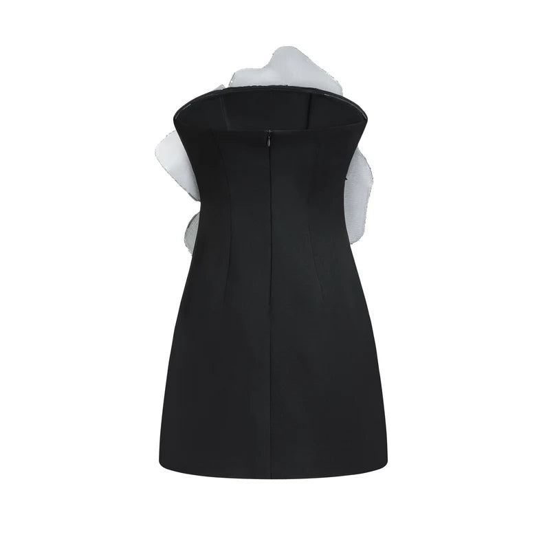 Florence Faux-Flower Mini robe en noir