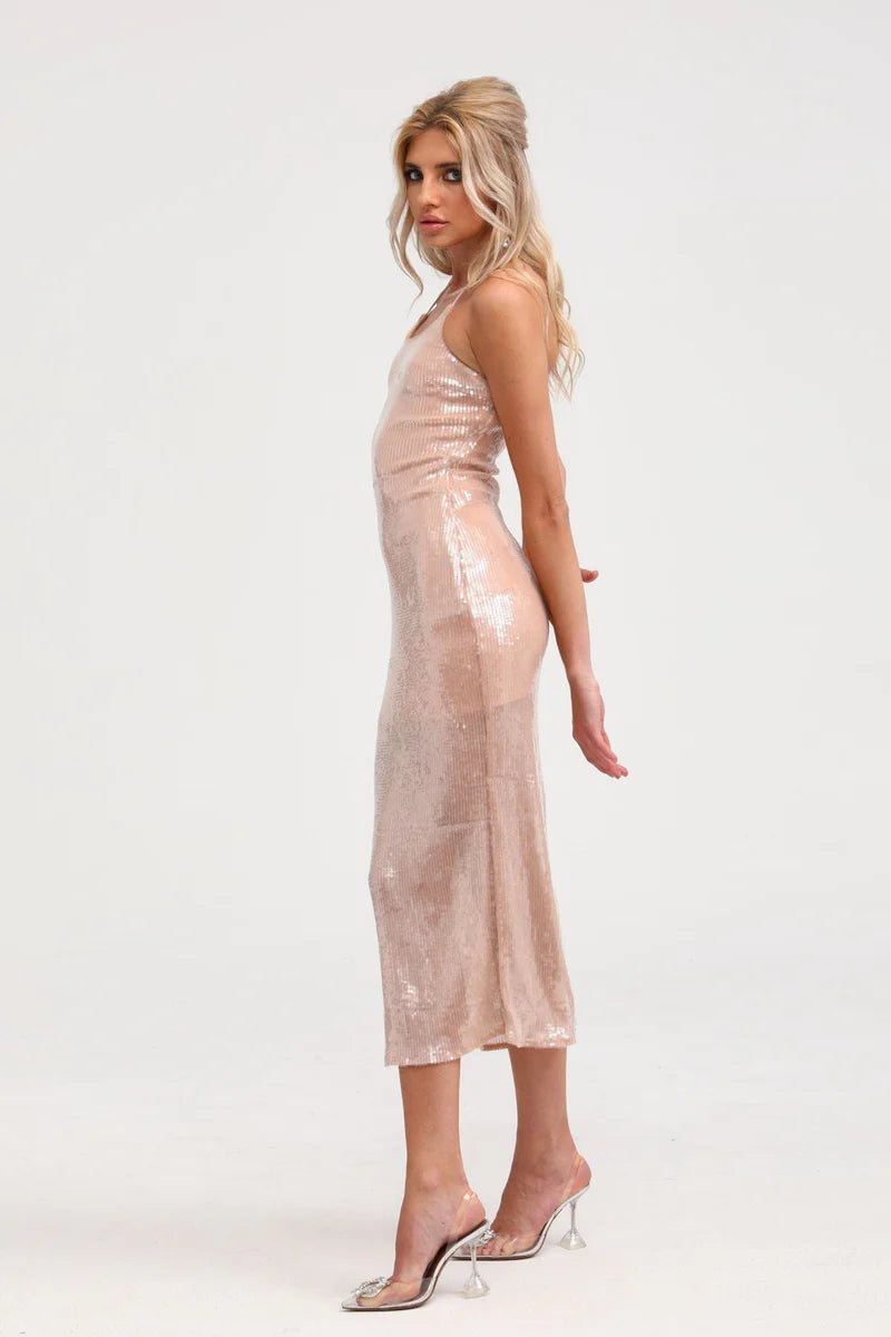 Laoise sequin halterneck midi dress