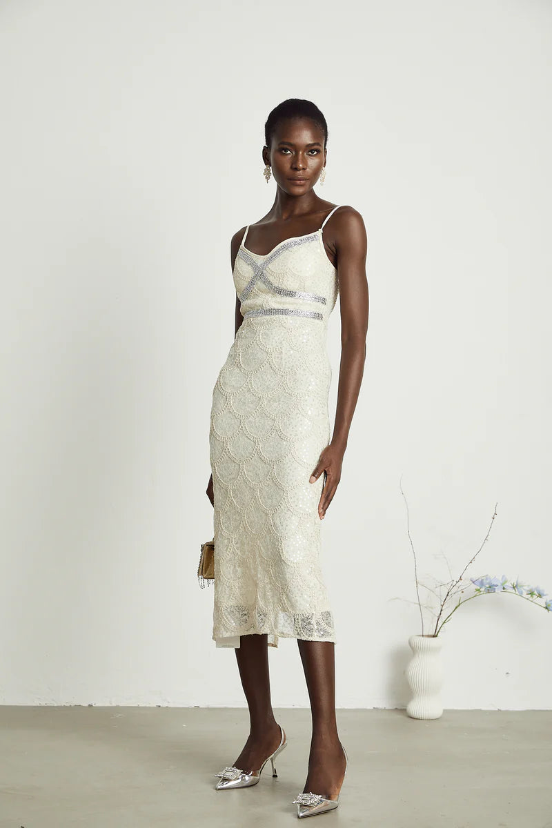 Robe midi embelli nalini