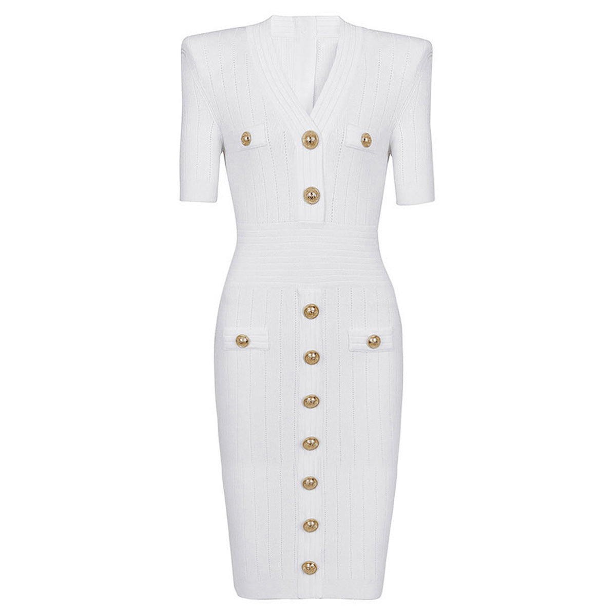 V-Neck  Slim Short Sleeve Dress