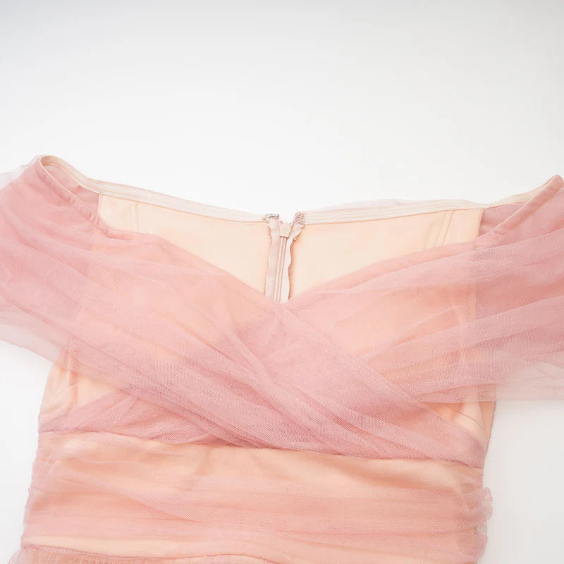Solène pink tiered maxi dress