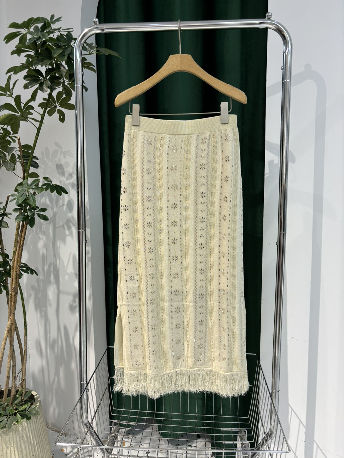 Short Sleeve Cardigan + Tassel Skirt Two-Piece Set